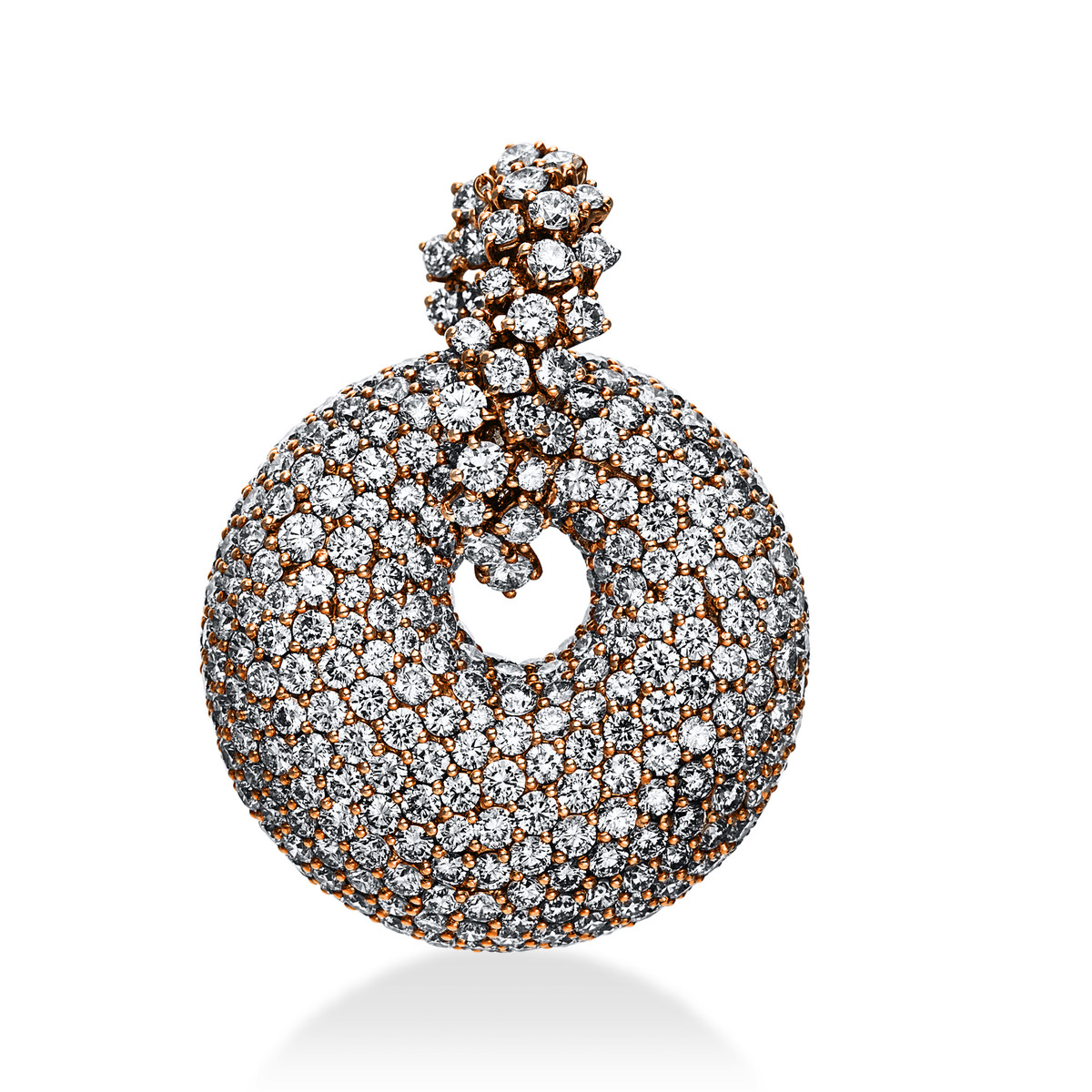 Pavé Anhänger  18kt Rotgold mit 12,85ct Diamanten