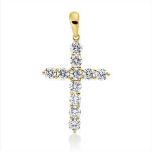 Kugelarmband  18kt Gelbgold mit Öse Kreuz mit 1,48ct Diamanten