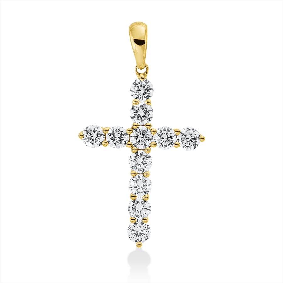 Kugelarmband  18kt Gelbgold mit Öse Kreuz mit 1,48ct Diamanten