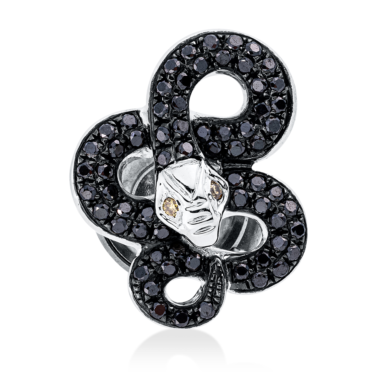 Brosche 18 kt WG Schlange, Fassung teils schwarz rhodinie