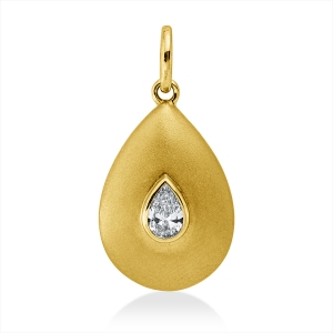 Solitaire Anhänger Zarge 14kt Gelbgold mattiert , mit Öse mit 0,21ct Diamanten