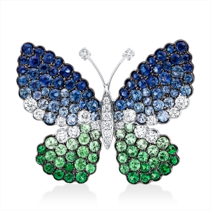 Anhänger 18 kt WG Schmetterling, Fassung teils schwarz rho