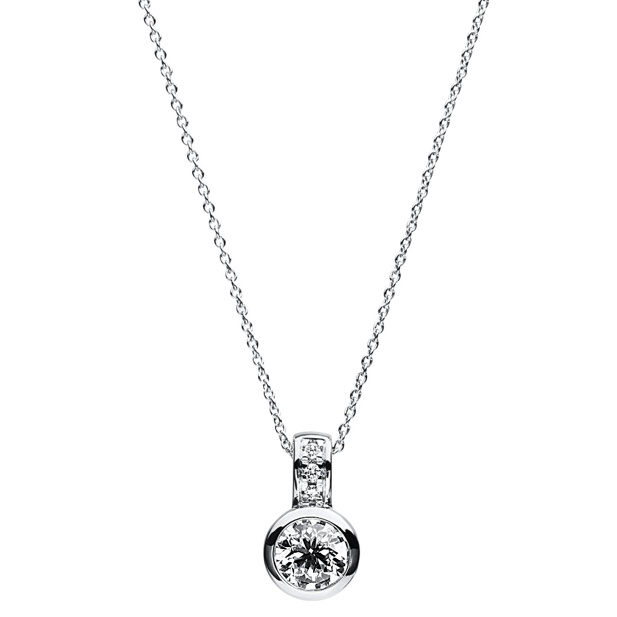 Solitaire Collier Zarge 14kt Weißgold ZÖ 40 cm, Anker, Karabiner mit 0,52ct Diamanten