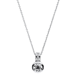 Solitaire Collier Zarge 14kt Weißgold ZÖ 40 cm, Anker, Karabiner mit 0,52ct Diamanten
