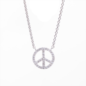 Collier 18 kt WG Peace, mit ZÖ 43 cm + 40,6 cm
