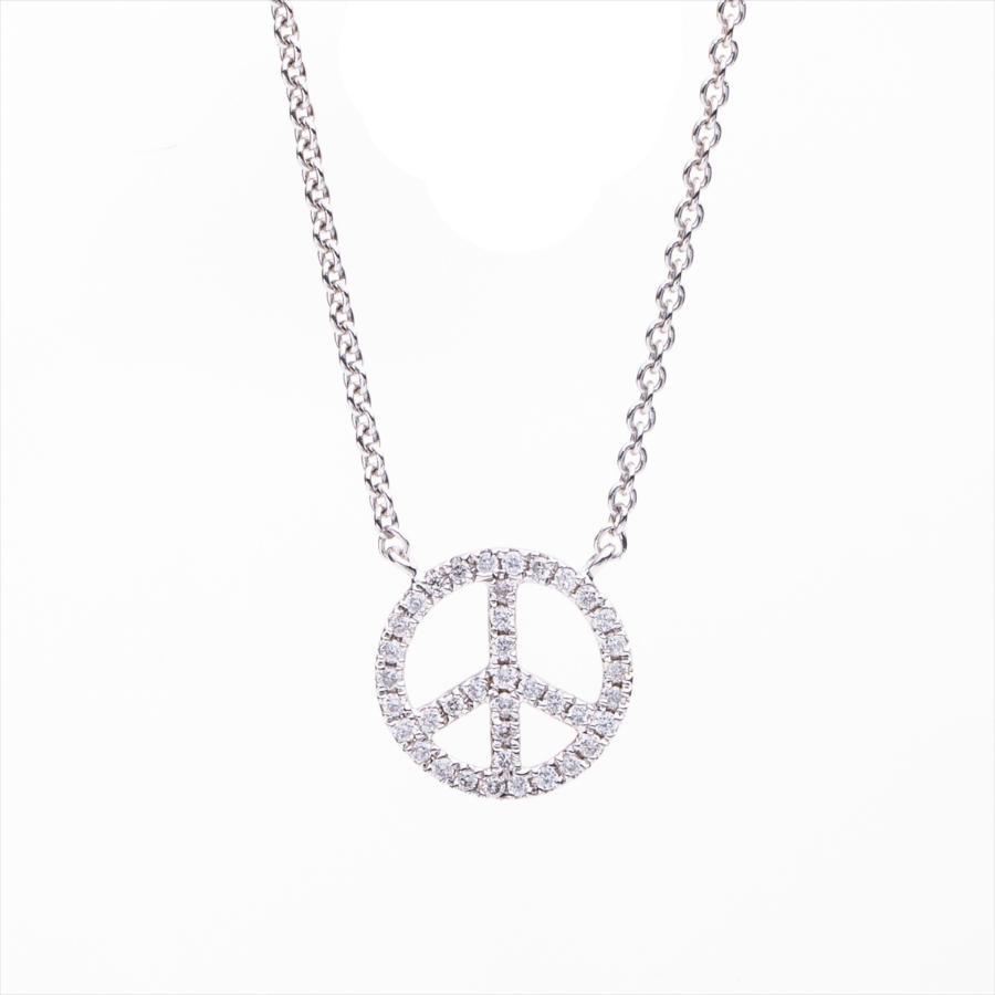 Collier 18 kt WG Peace, mit ZÖ 43 cm + 40,6 cm