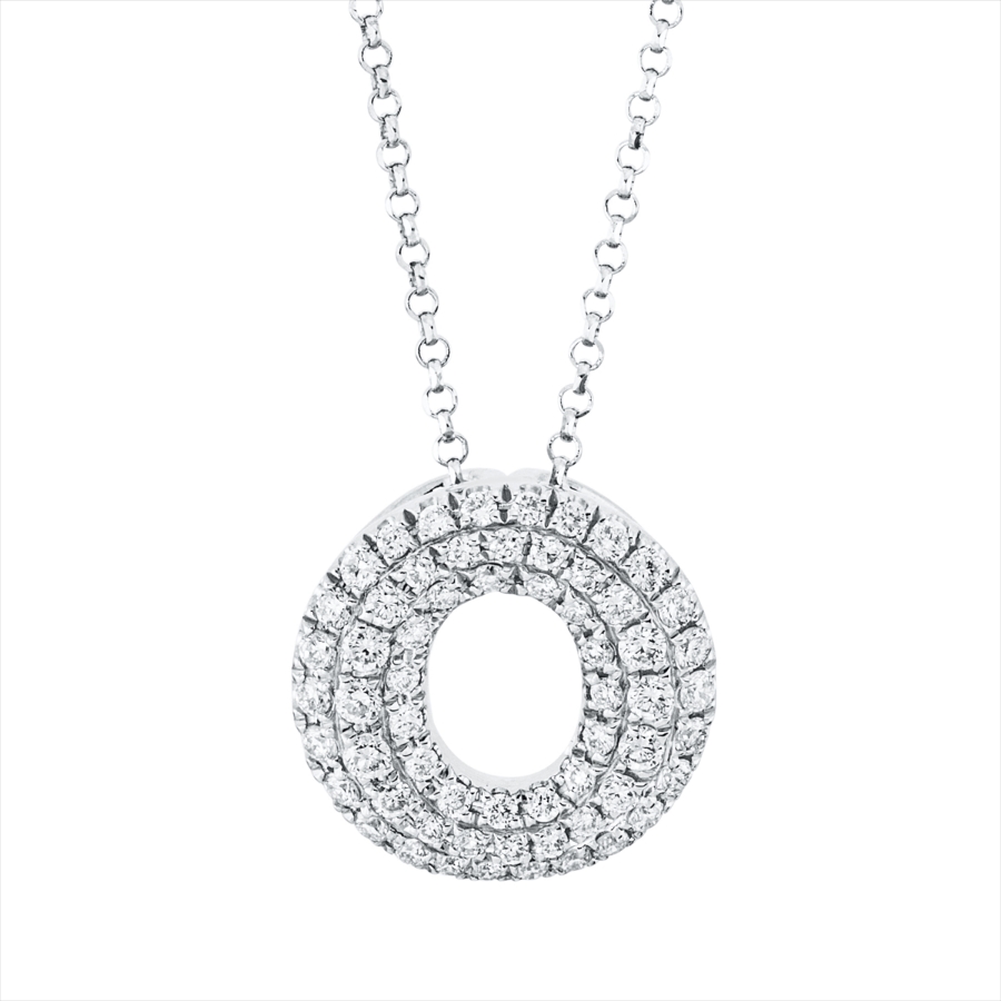 Pavé Collier  18kt Weißgold mit ZÖ 38,1 cm + 40,6 cm Kreis mit 0,40ct Diamanten