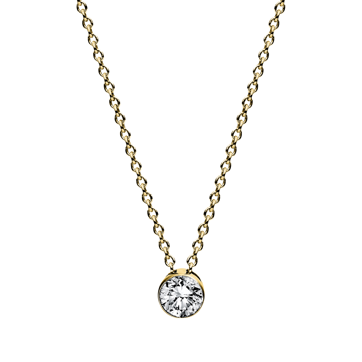 Solitaire Collier Zarge 14kt Gelbgold mit 0,20ct Diamanten