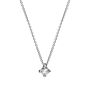 Solitaire Collier 4er-Krappe 18kt Weißgold mit 0,05ct Diamanten