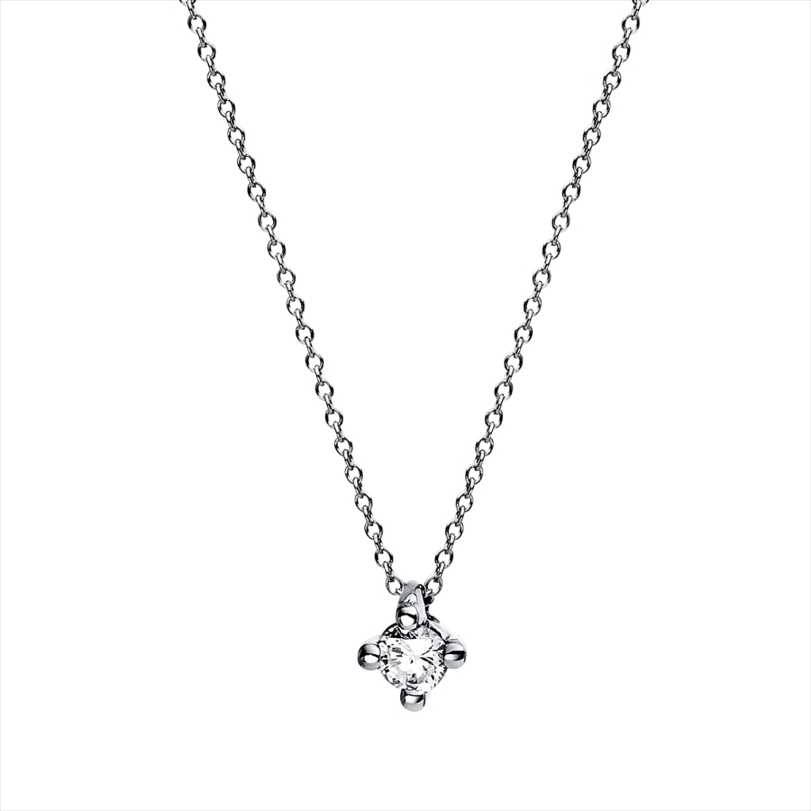 Solitaire Collier 4er-Krappe 18kt Weißgold mit 0,05ct Diamanten