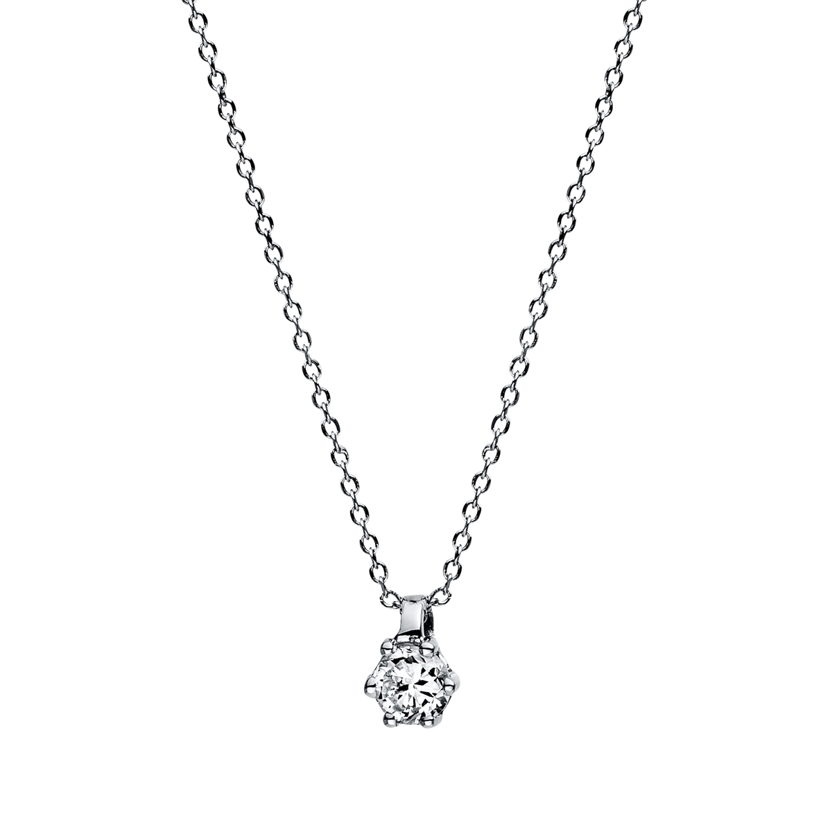 Solitaire Collier 6er-Krappe 14kt Weißgold mit 0,10ct Diamanten