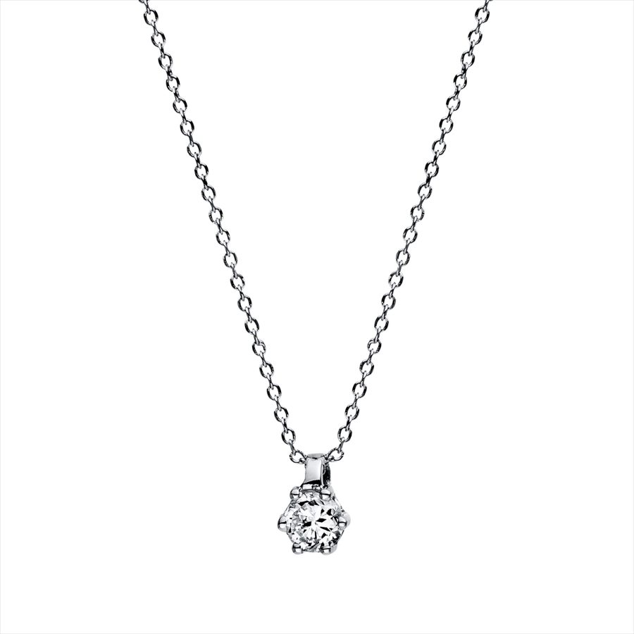 Solitaire Collier 6er-Krappe 14kt Weißgold mit 0,10ct Diamanten