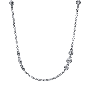 Collier Zarge 18 kt WG, mit ZÖ 40 cm + 43 cm