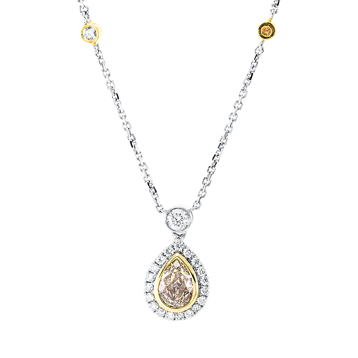Collier 18 kt WG+GG, mit ZÖ 40,6 cm