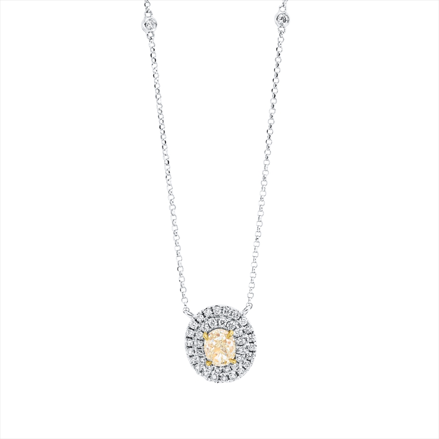 Collier 4er-Krappe 18 kt WG+GG, mit ZÖ 38 cm, 40.5 cm