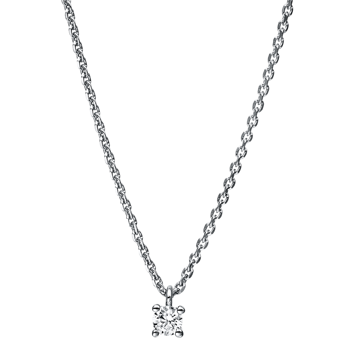 Solitaire Collier 4er-Krappe 18kt Weißgold mit 0,10ct Diamanten