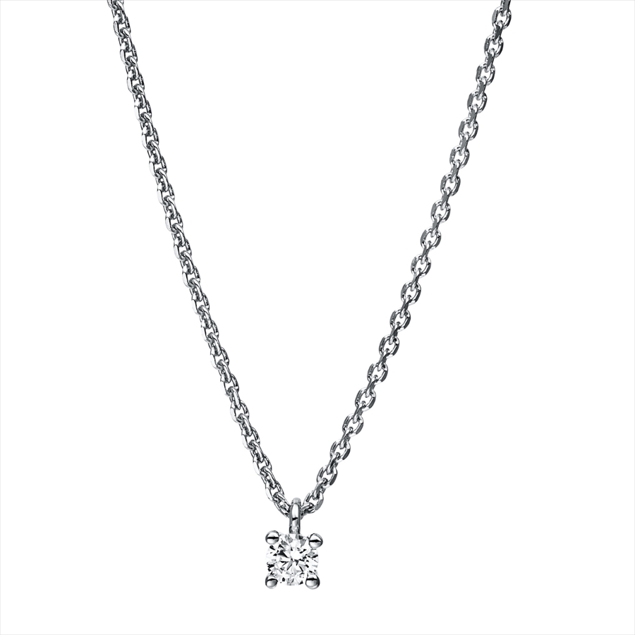 Solitaire Collier 4er-Krappe 18kt Weißgold mit 0,10ct Diamanten
