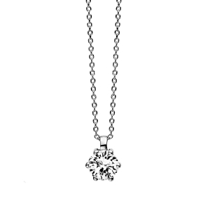 Solitaire Collier 6er-Krappe 18kt Weißgold GIA2477838358 mit 0,70ct Diamanten