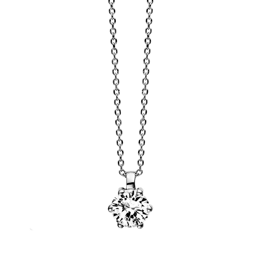 Solitaire Collier 6er-Krappe 18kt Weißgold GIA2477838358 mit 0,70ct Diamanten