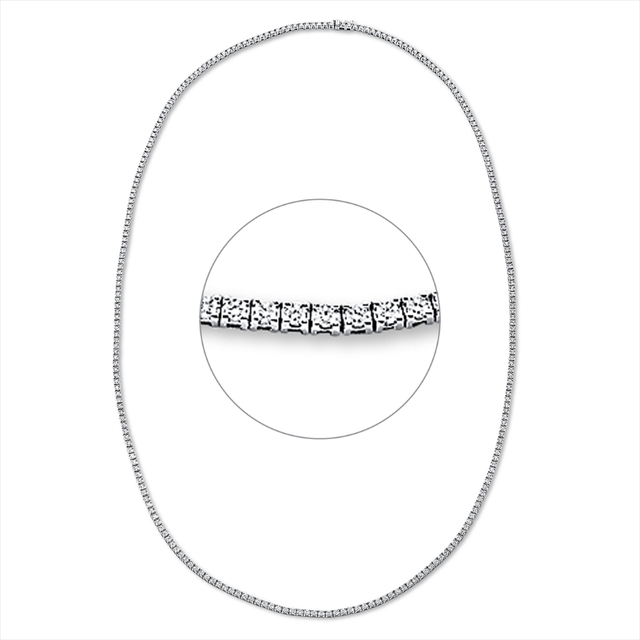 Tenniscollier  18kt Weißgold mit 7,20ct Diamanten