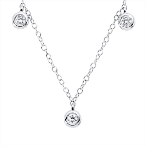 Collier 18 kt WG, mit ZÖ 38 cm + 40,6 cm