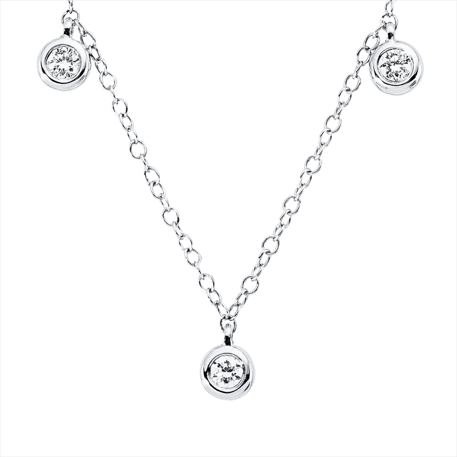 Collier 18 kt WG, mit ZÖ 38 cm + 40,6 cm