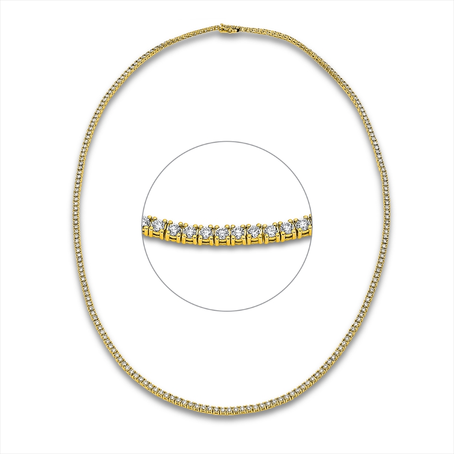 Tenniscollier  18kt Gelbgold mit 9,40ct Diamanten