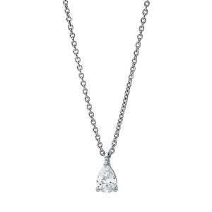 Solitaire Collier 3er-Krappe 18kt Weißgold mit ZÖ 42 cm Tropfen mit 0,20ct Diamanten