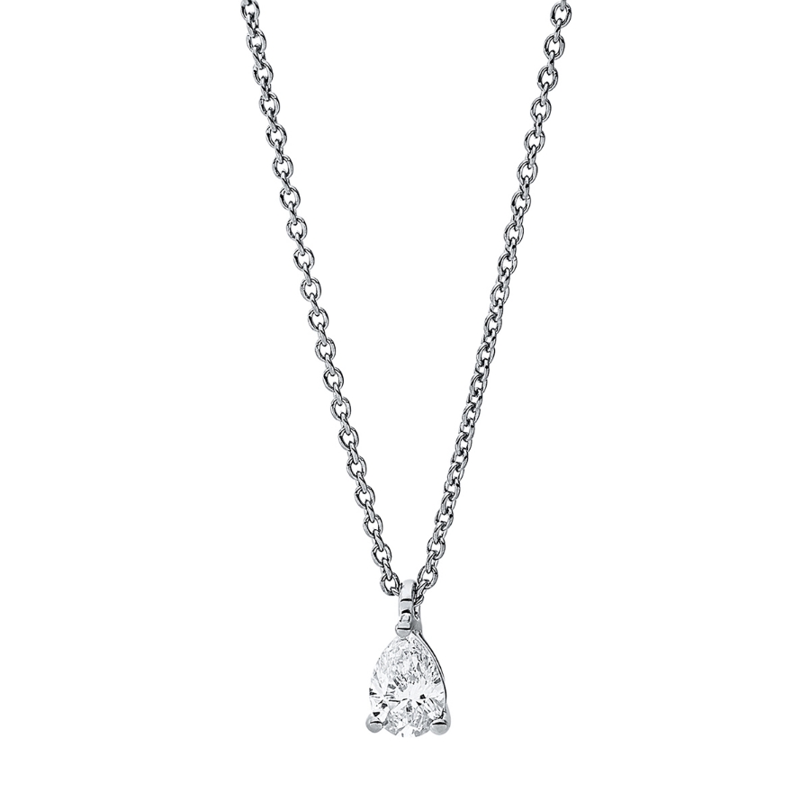 Solitaire Collier 3er-Krappe 18kt Weißgold mit ZÖ 42 cm Tropfen mit 0,20ct Diamanten