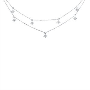 Collier 18 kt WG, mit ZÖ 42cm, 43cm, 44cm