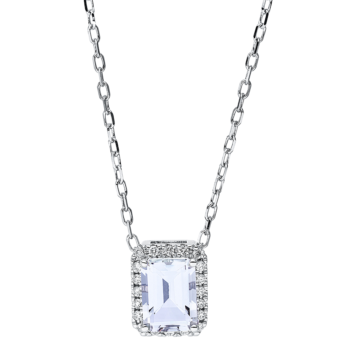 Collier 4er-Krappe 18 kt WG, mit ZÖ 40 cm + 43 cm