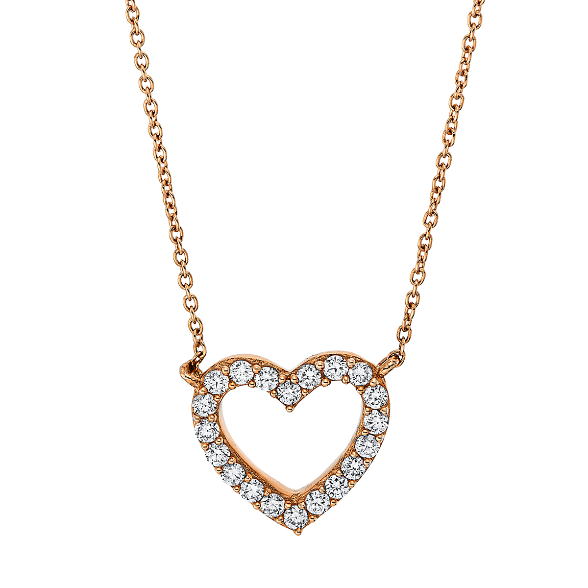 Collier 18 kt RG Herz, mit ZÖ 40 cm