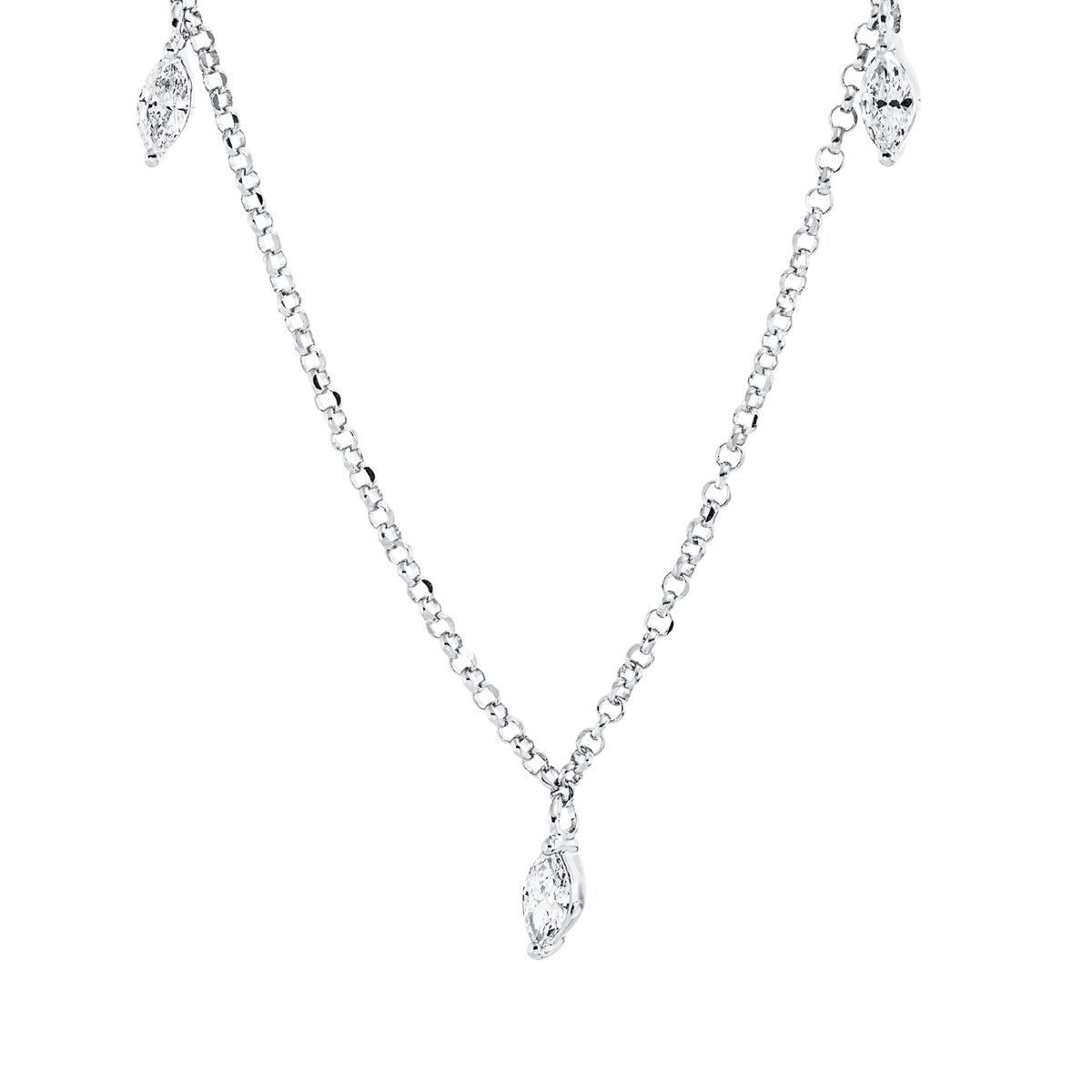 Collier 18 kt WG, mit ZÖ 38 cm,40.5cm
