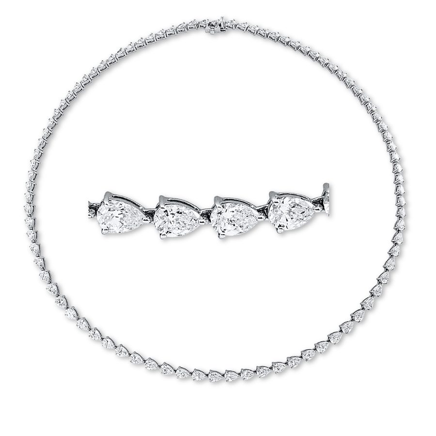 Tenniscollier  18kt Weißgold mit 12,43ct Diamanten