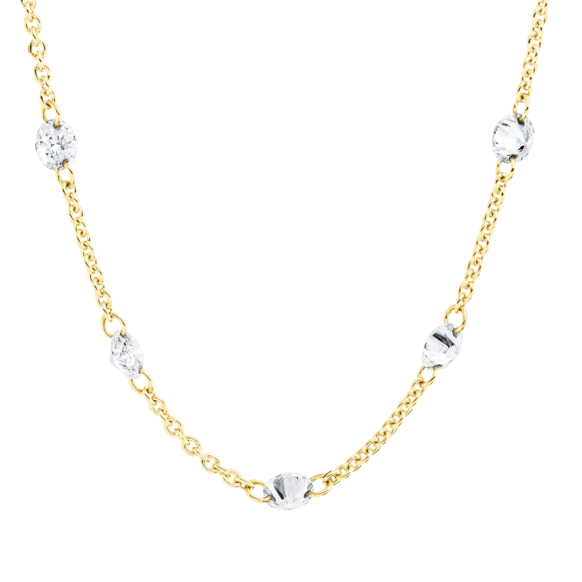 Collier 18 kt GG, mit ZÖ 40,6+ 42+43,2 cm