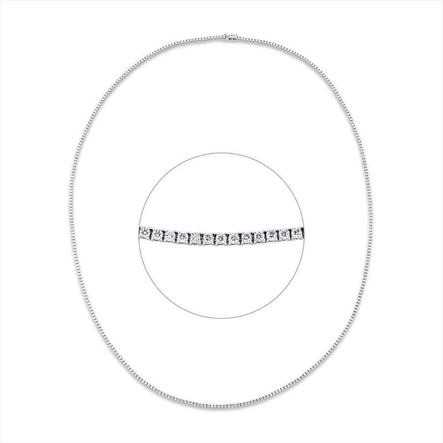 Tenniscollier  18kt Weißgold mit 10,40ct Diamanten