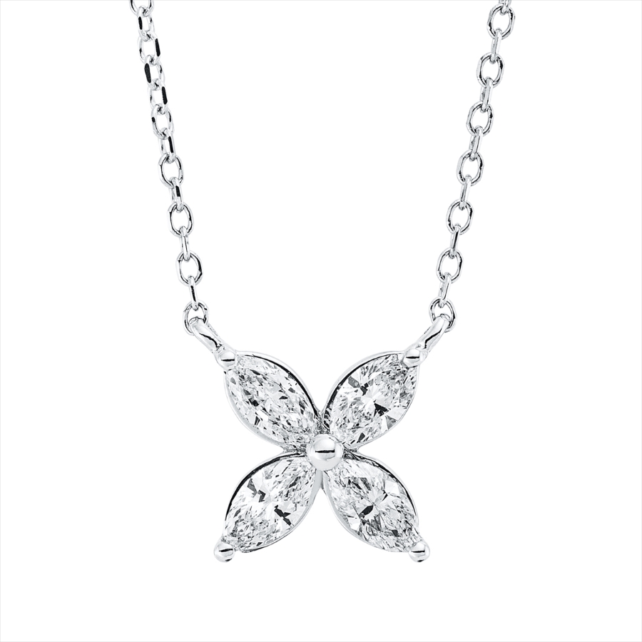 Collier 18 kt WG, mit ZÖ 40 cm + 42 cm