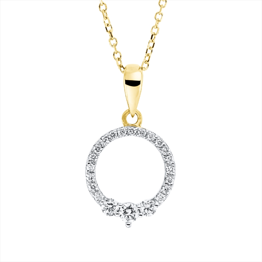 Collier 18 kt GG Kreis, Fassung rhodiniert, ZÖ 42 cm