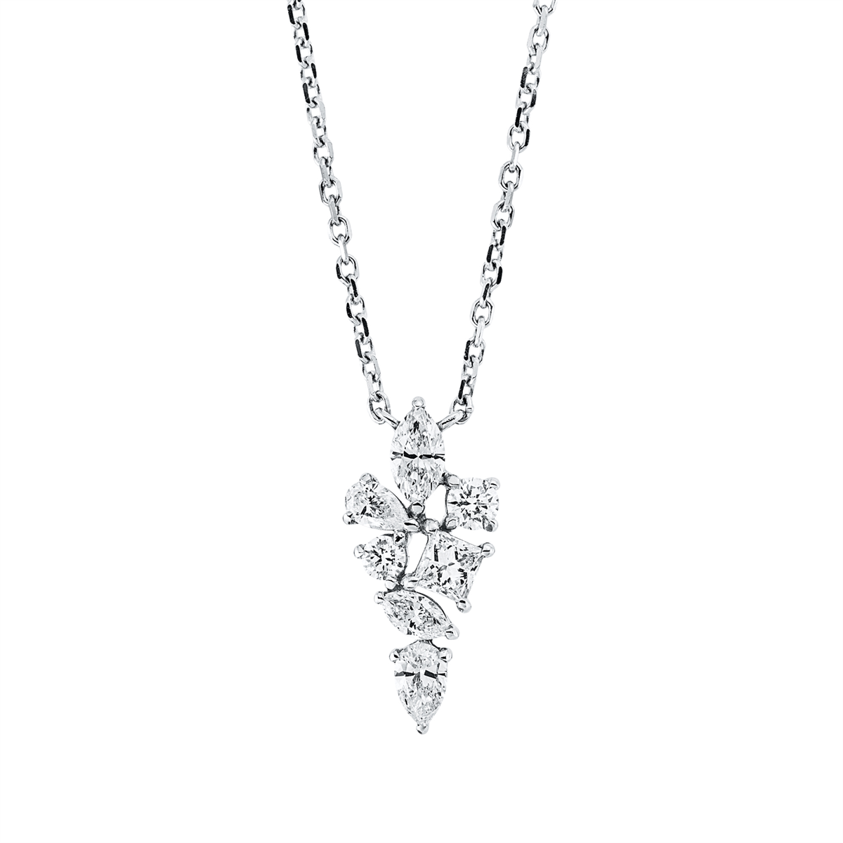 Collier 18 kt WG, mit ZÖ 40 cm + 43 cm