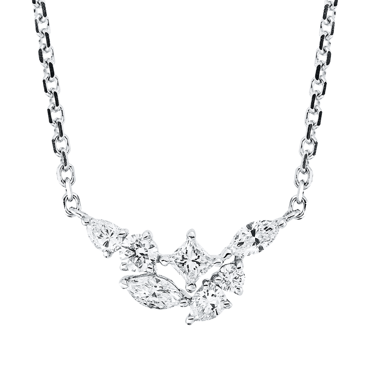 Collier 18 kt WG, mit ZÖ 40 cm + 43 cm