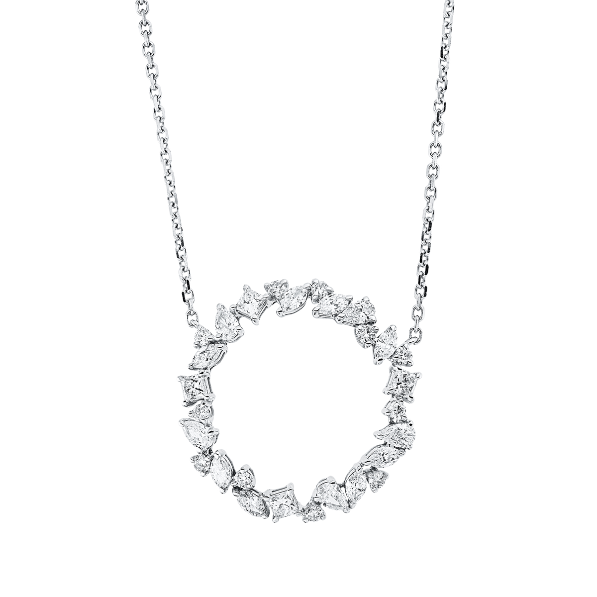 Collier 18 kt WG, mit ZÖ 40 cm + 43 cm