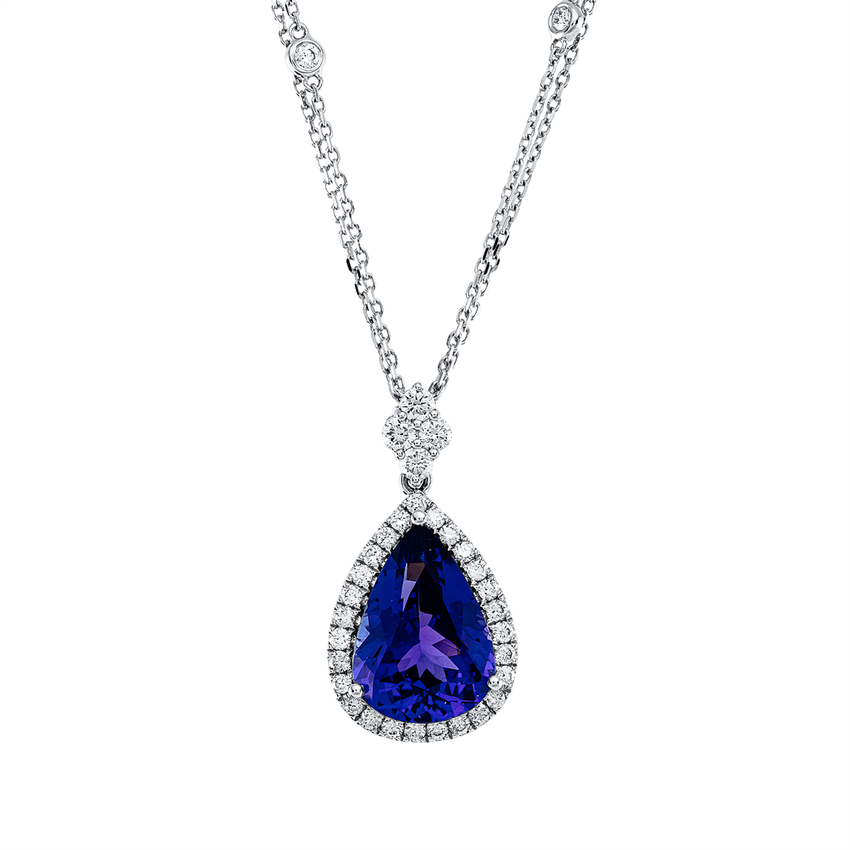 Collier 18 kt WG, mit ZÖ 40 cm + 43 cm