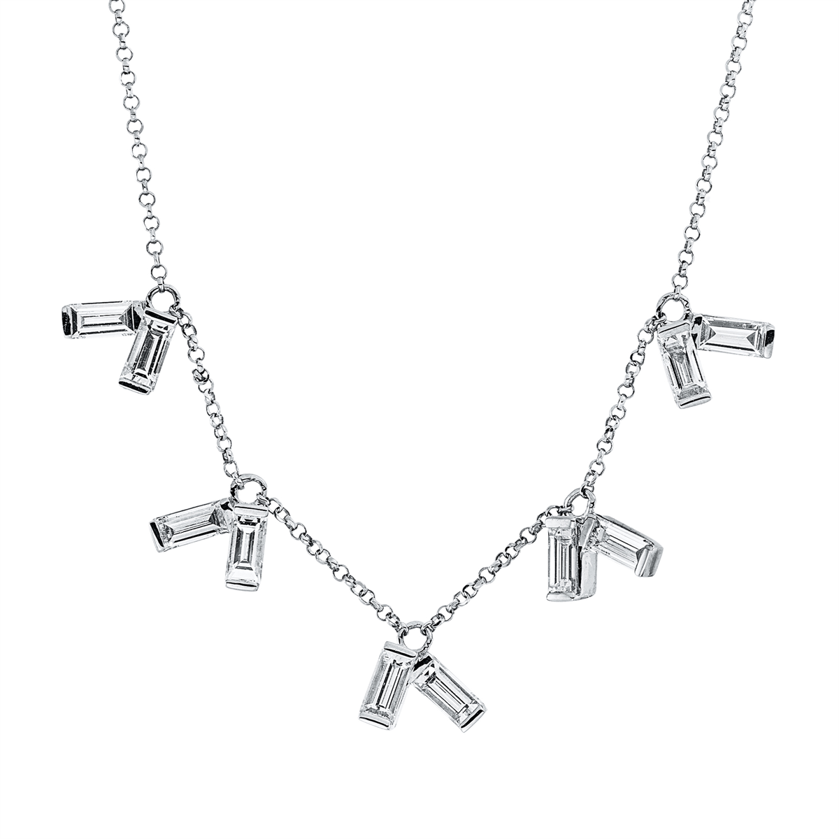 Collier 18 kt WG, mit ZÖ 38,1+40,6 cm