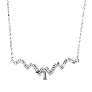 Collier 18 kt RG, Fassung rhodiniert, 38+40 cm