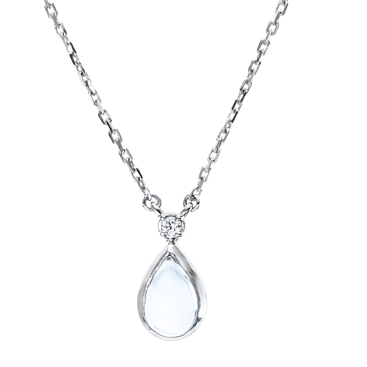 Collier Zarge 18 kt WG Tropfen, mit ZÖ 42 cm