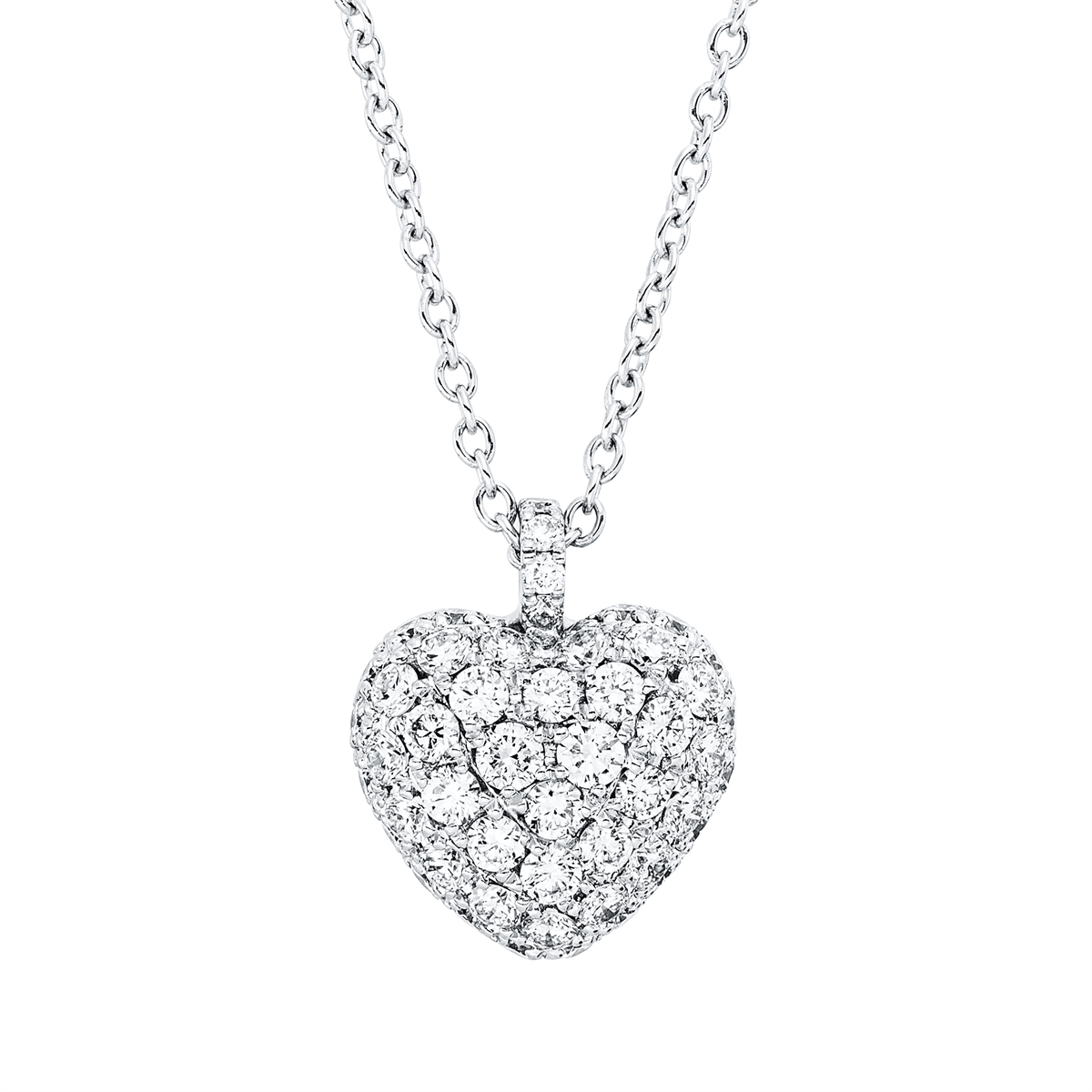 Collier 18 kt WG Herz, mit ZÖ 38,5 cm