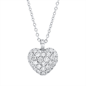 Collier 18 kt WG Herz, mit ZÖ 38,5 cm