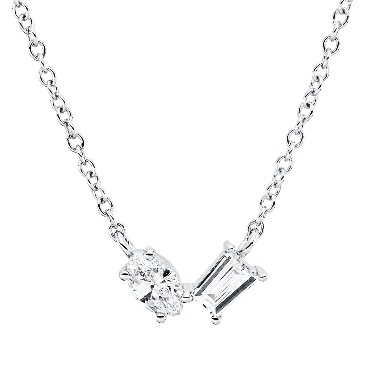 Collier 18 kt WG, mit ZÖ 40 cm + 43 cm