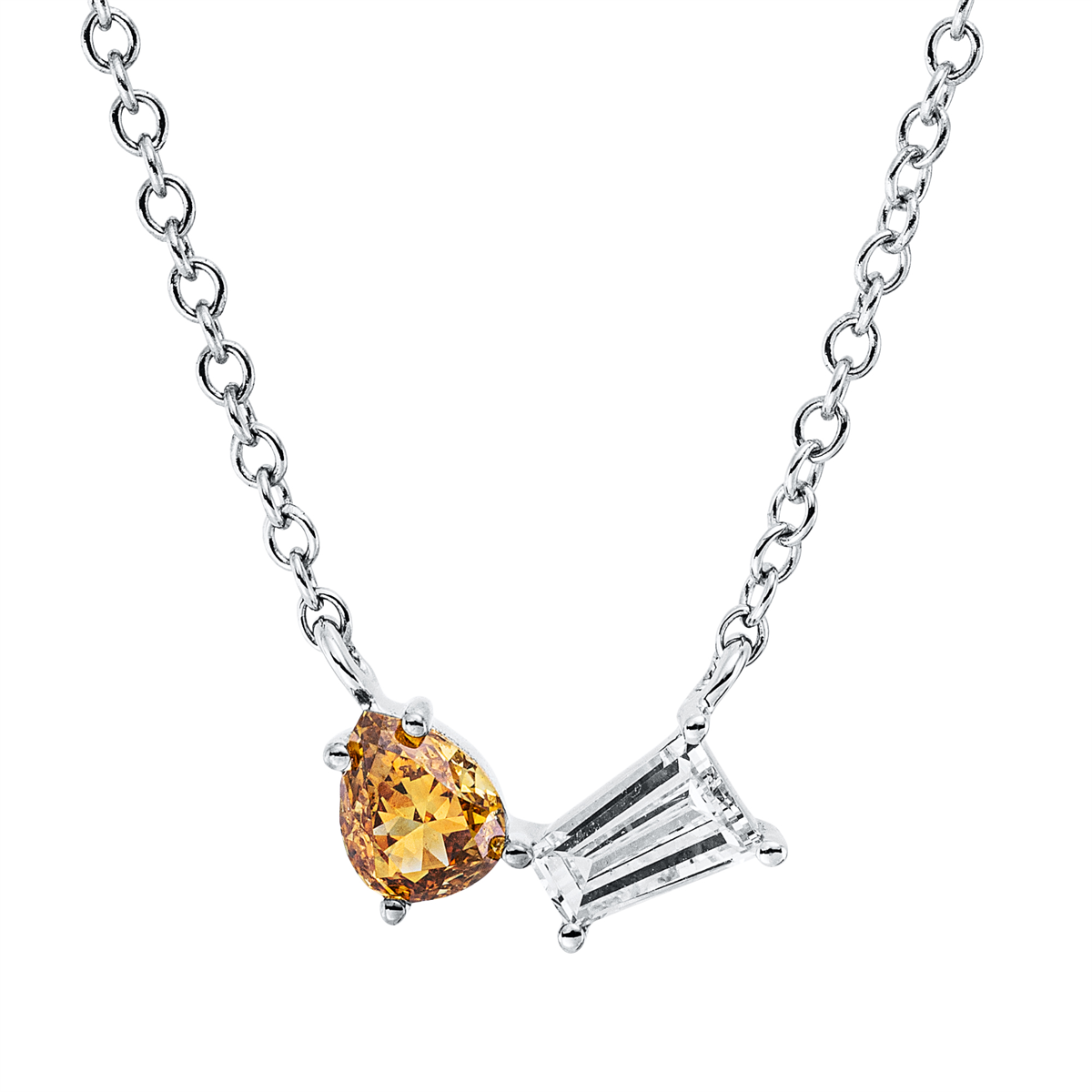 Collier 18 kt WG+GG, mit ZÖ 40 cm + 43 cm