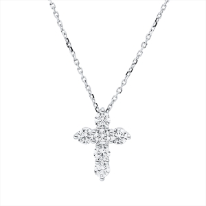 Collier 18 kt WG Kreuz, mit ZÖ 42 cm